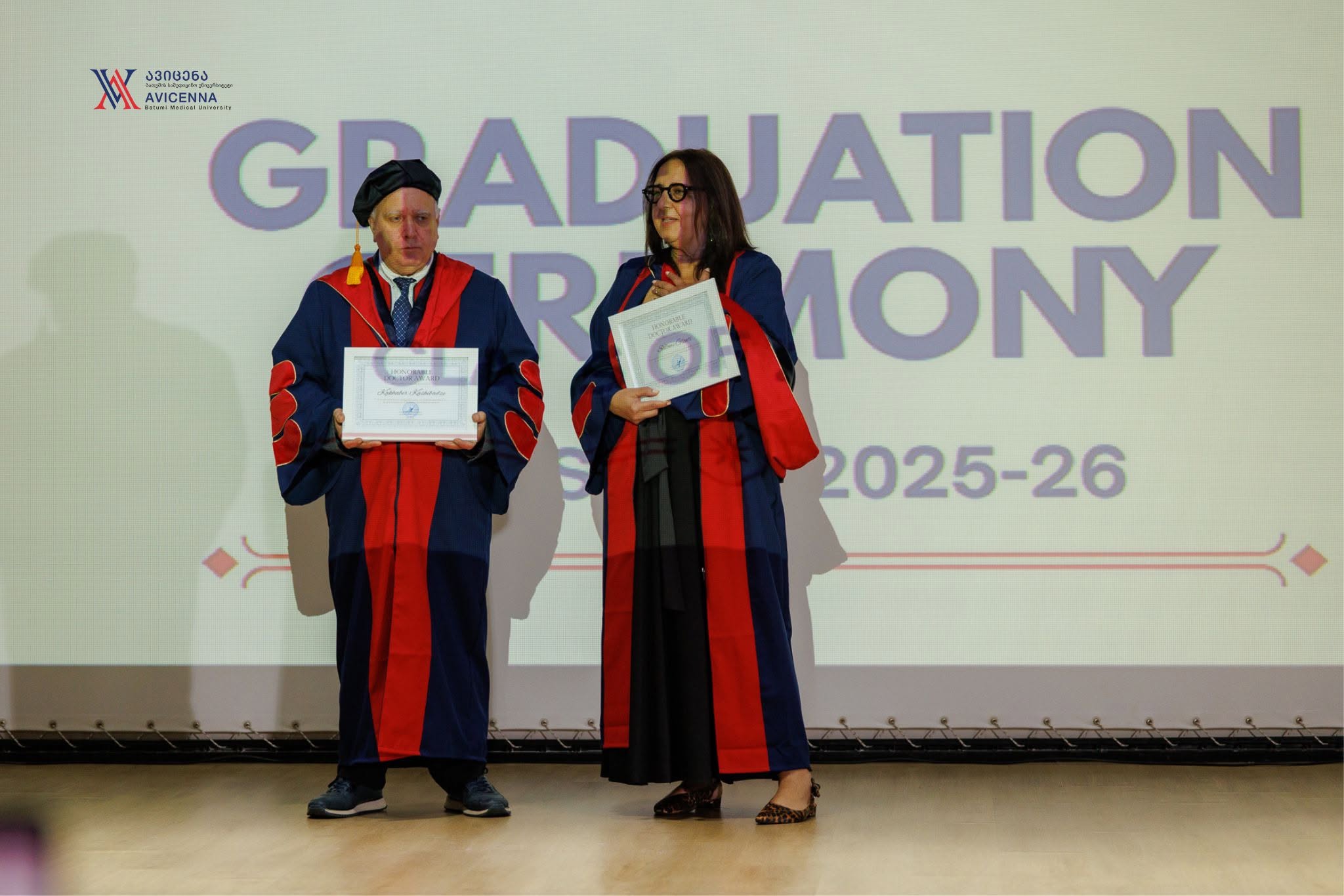 Professor Kakhaber Kashibadze and Professor Salome Glonti have been awarded the title of Honorary Doctor (Doctor Honoris Causa) of the University