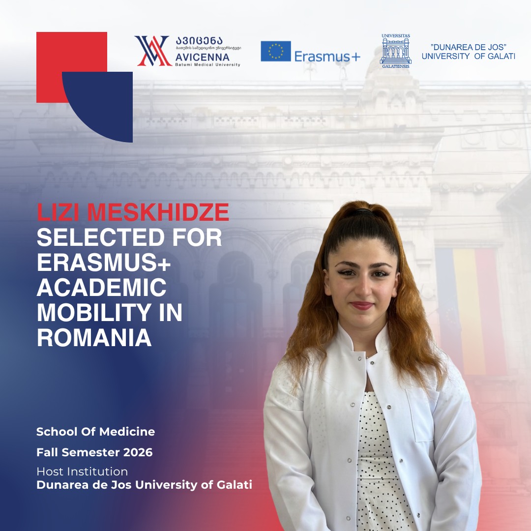 Avicenna - Batumi Medical University student Lizi Meskhidze Selected for Erasmus+ Mobility at Dunărea de Jos University of Galați, Romania