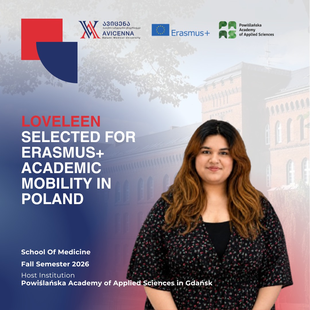 Avicenna - Batumi Medical University student Loveleen Selected for Erasmus+ Mobility at Powiślańska Academy of Applied Sciences in Gdańsk, Poland