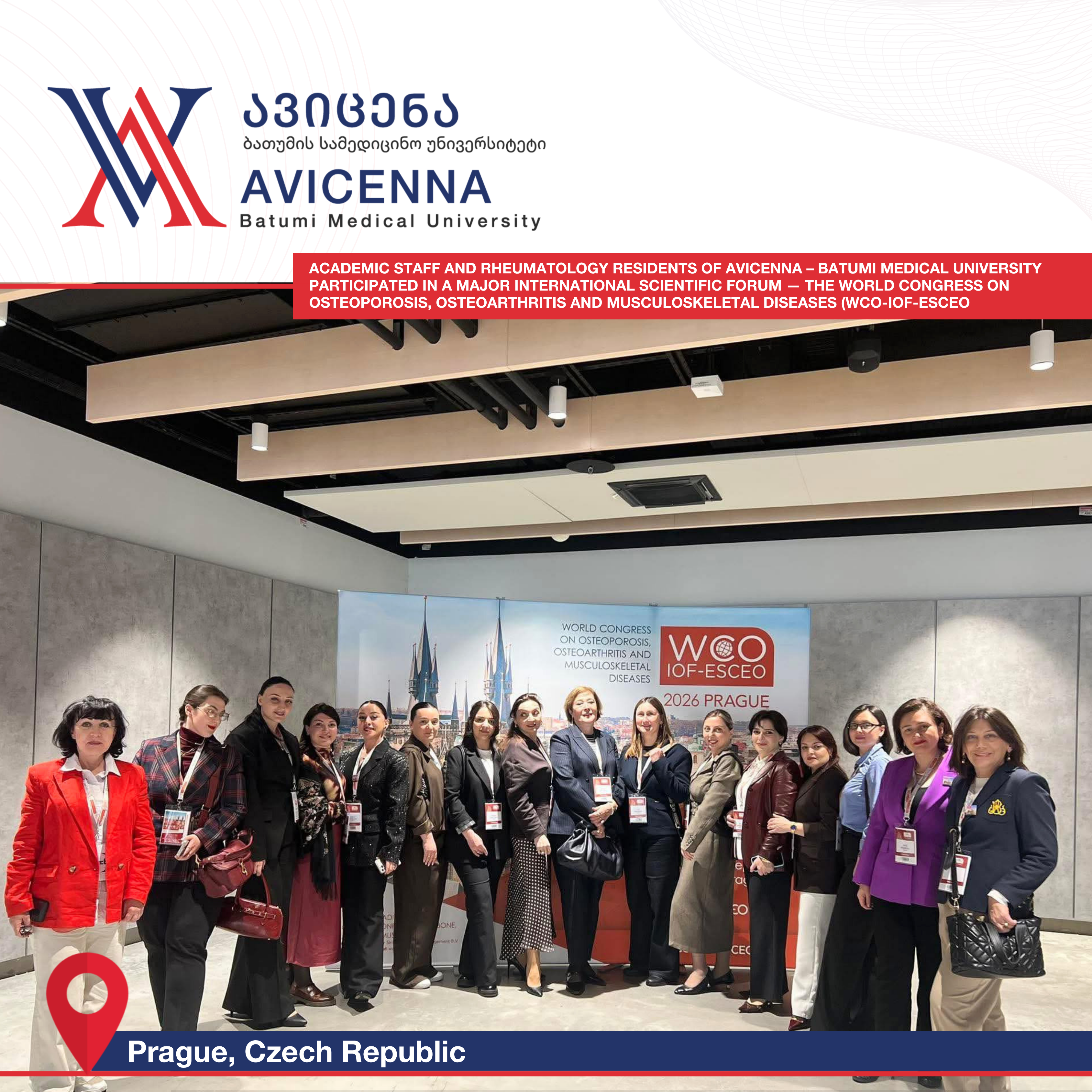 Avicenna – Batumi Medical University Represented at the World Congress on Osteoporosis, Osteoarthritis and Musculoskeletal Diseases (WCO-IOF-ESCEO), Prague 2026